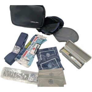 Vtg Pan Am Airlines Travel Bag Amenity Toiletry Blue Grooming Kit accessories